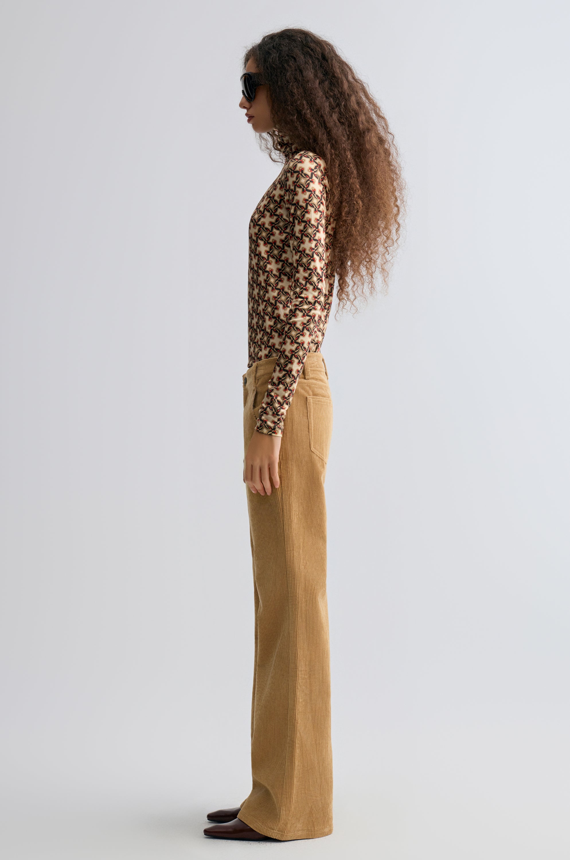 Corduroy Flared Trousers Sand