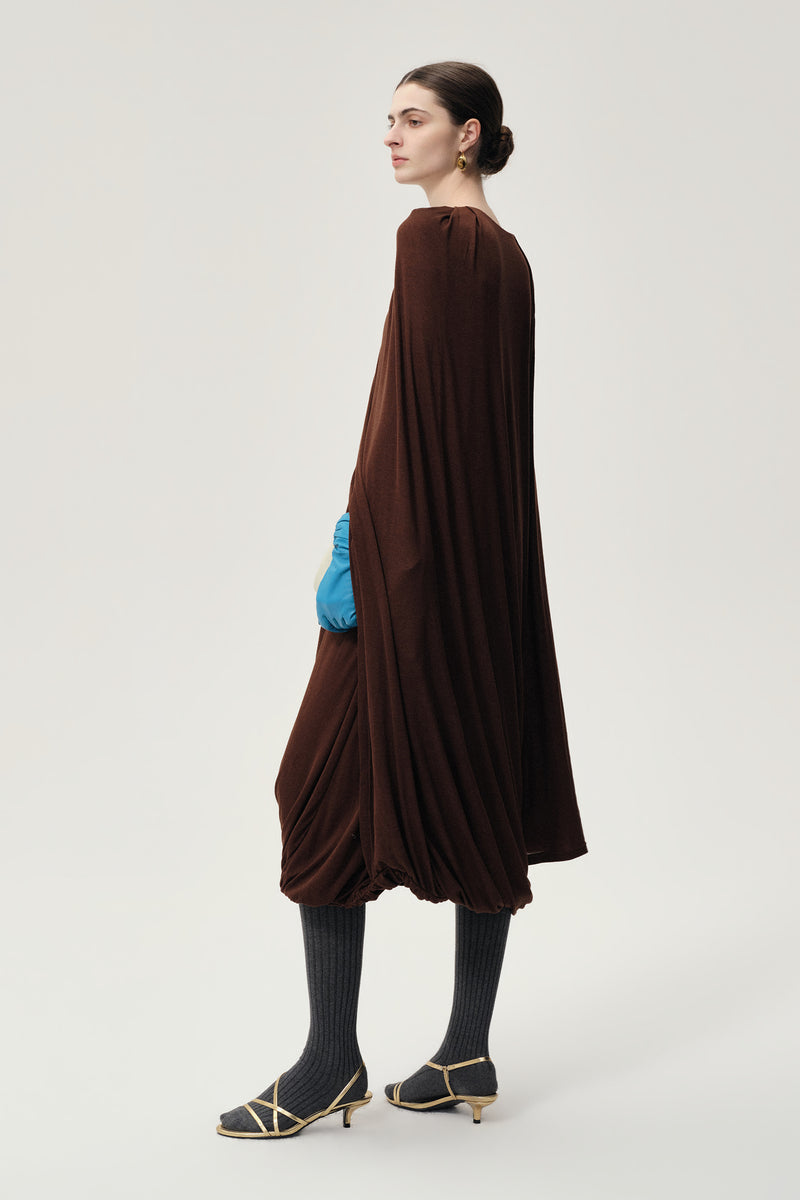 Opera Twisted Jersey Dress Cocoa Brown