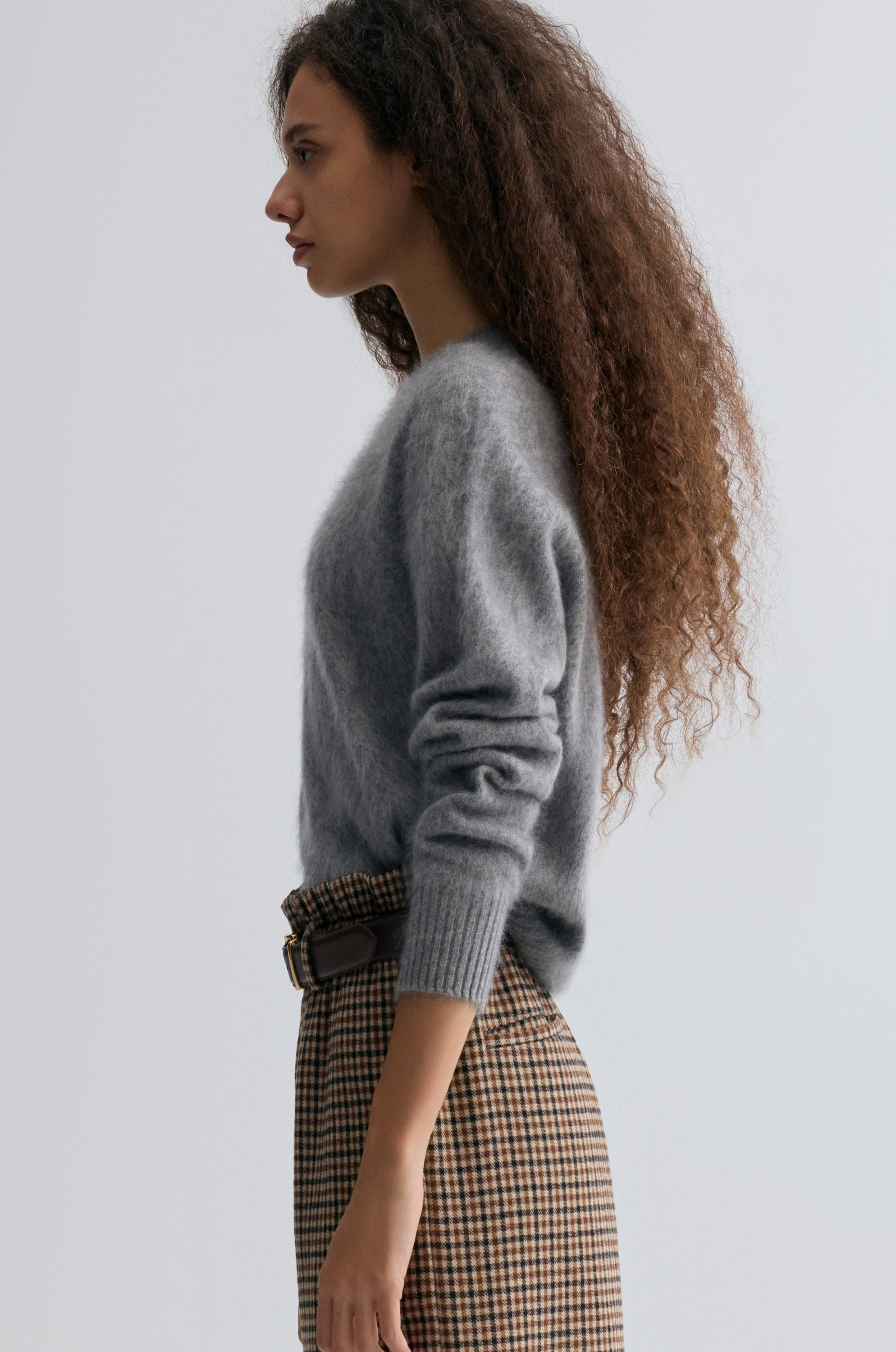 Buttery Boxy Brushed Wool Sweater Grey