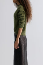 Plush Boxy  Brushed Cashmere Sweater Moutain Green