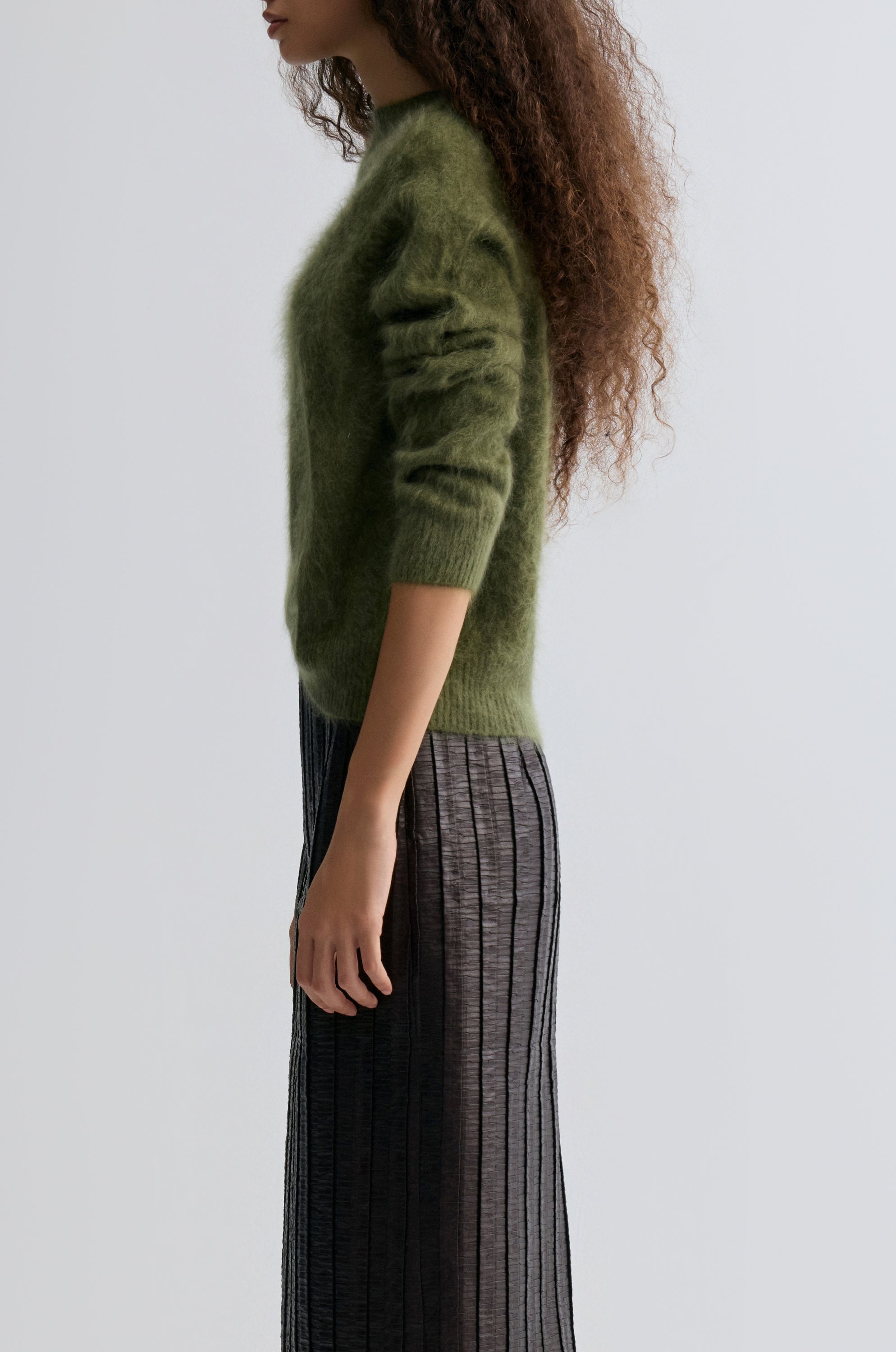 Plush Boxy  Brushed Cashmere Sweater Moutain Green