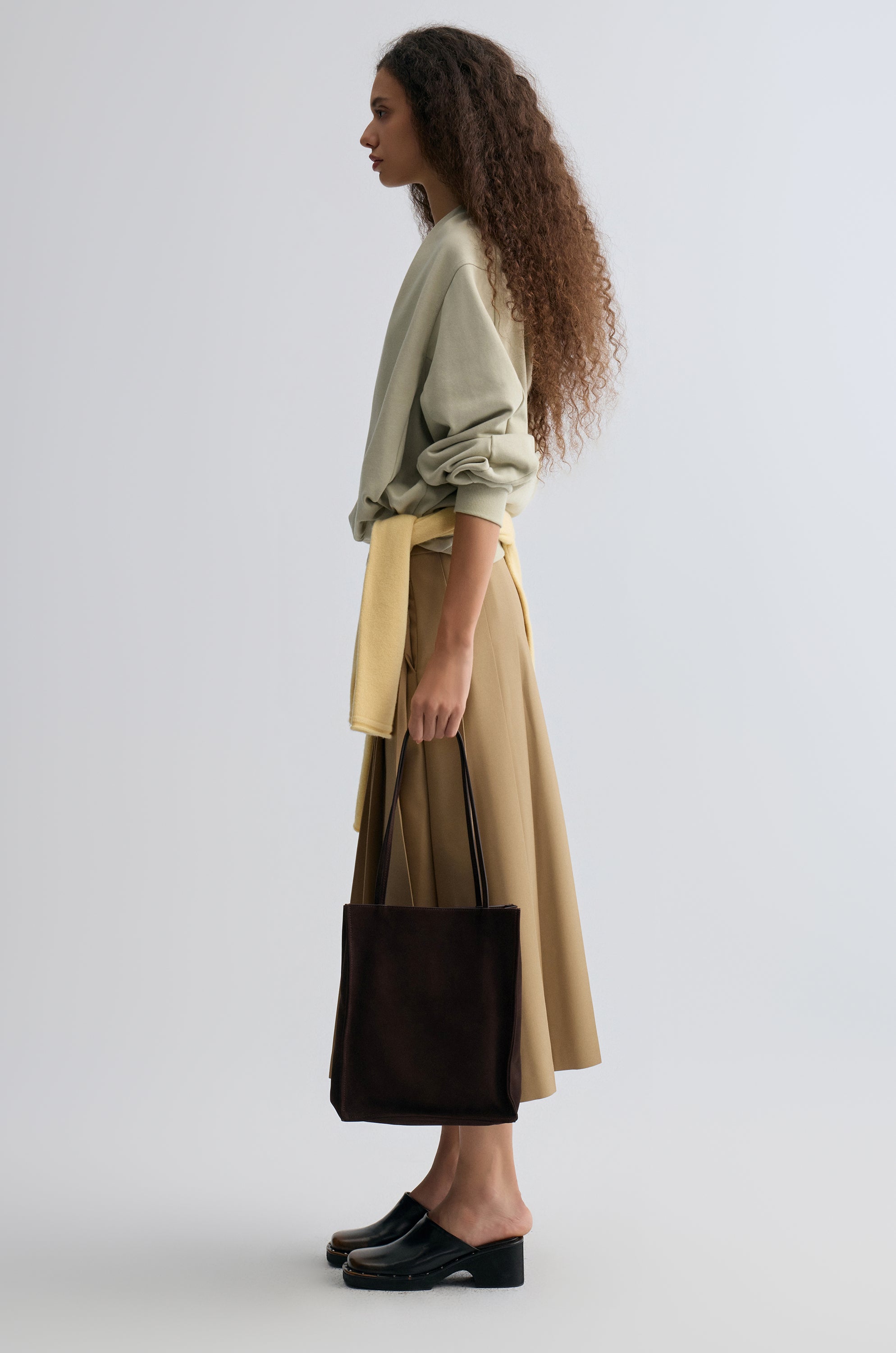 Cotton Panelled Sweater Stone Green