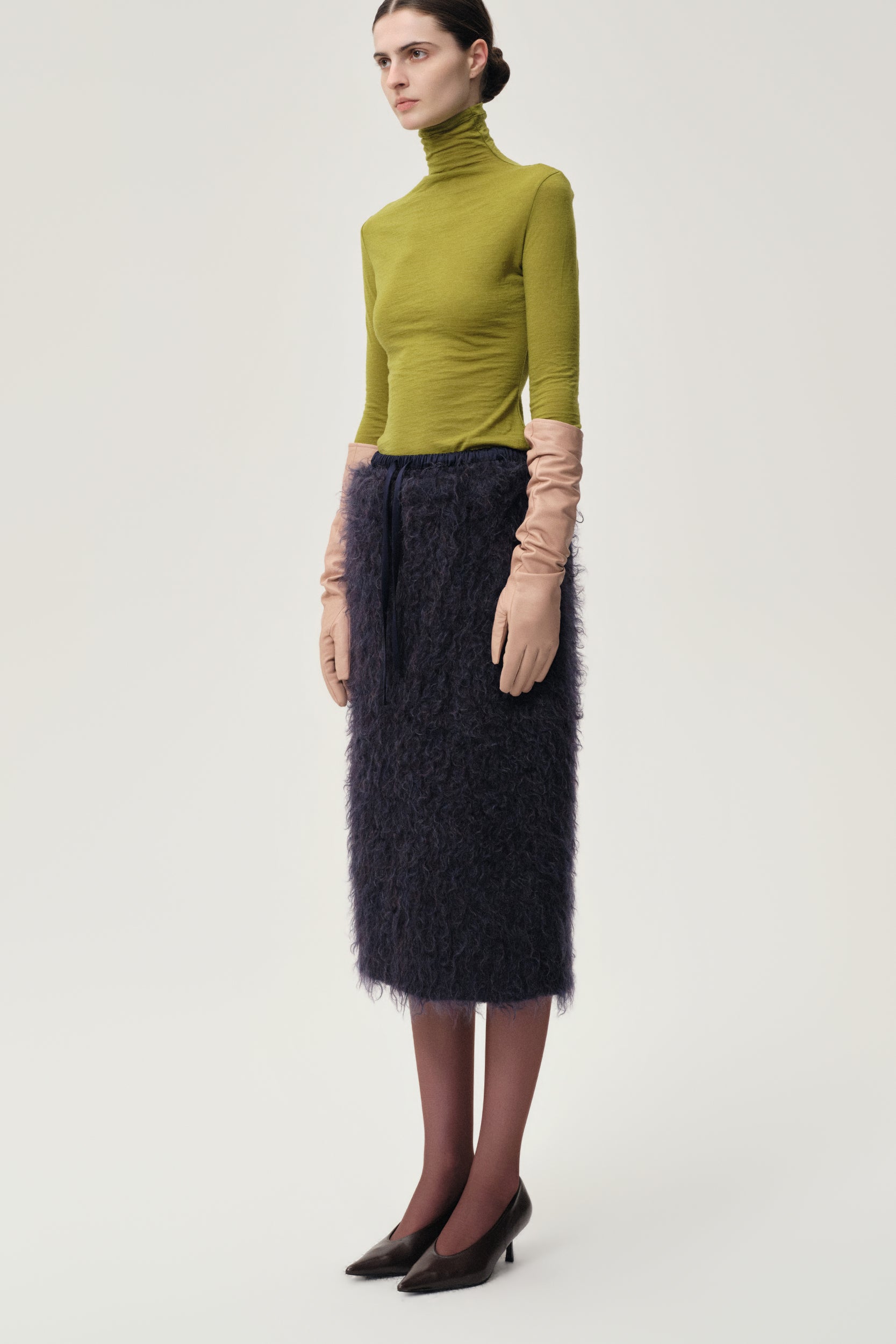 BOUCLÉ Mohair Midi Skirt Midnight