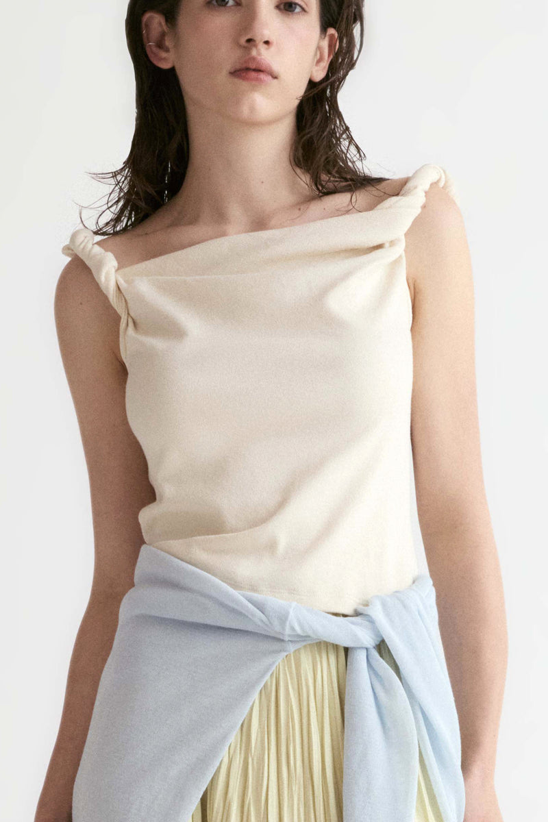 Dry Loop Terry Twisted Tank Top-Ivory