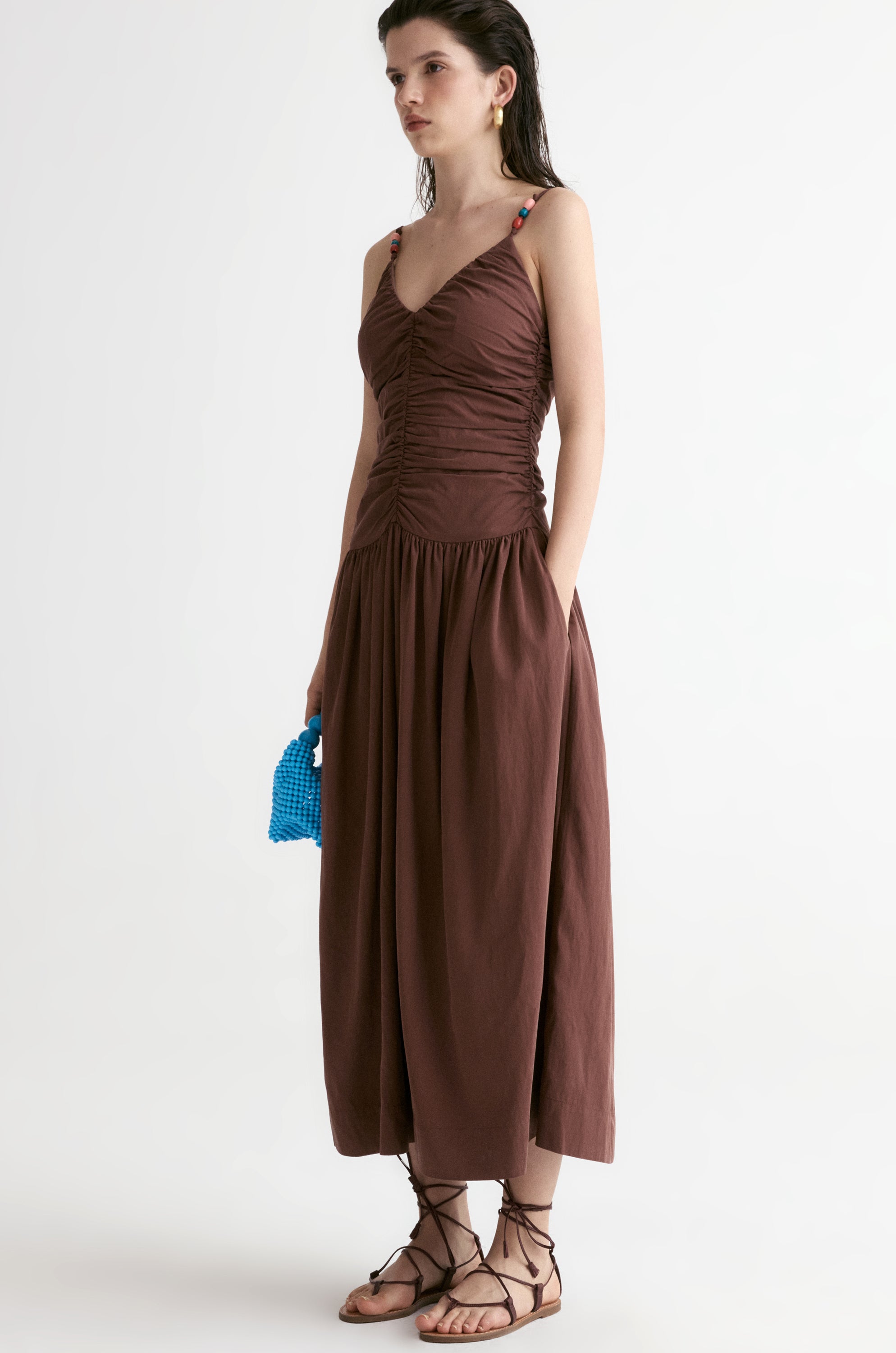 Tuscany Drape Cami Dress-Crimson