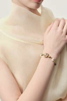 Tide gold-plated and seashell beaded bracelet Beige