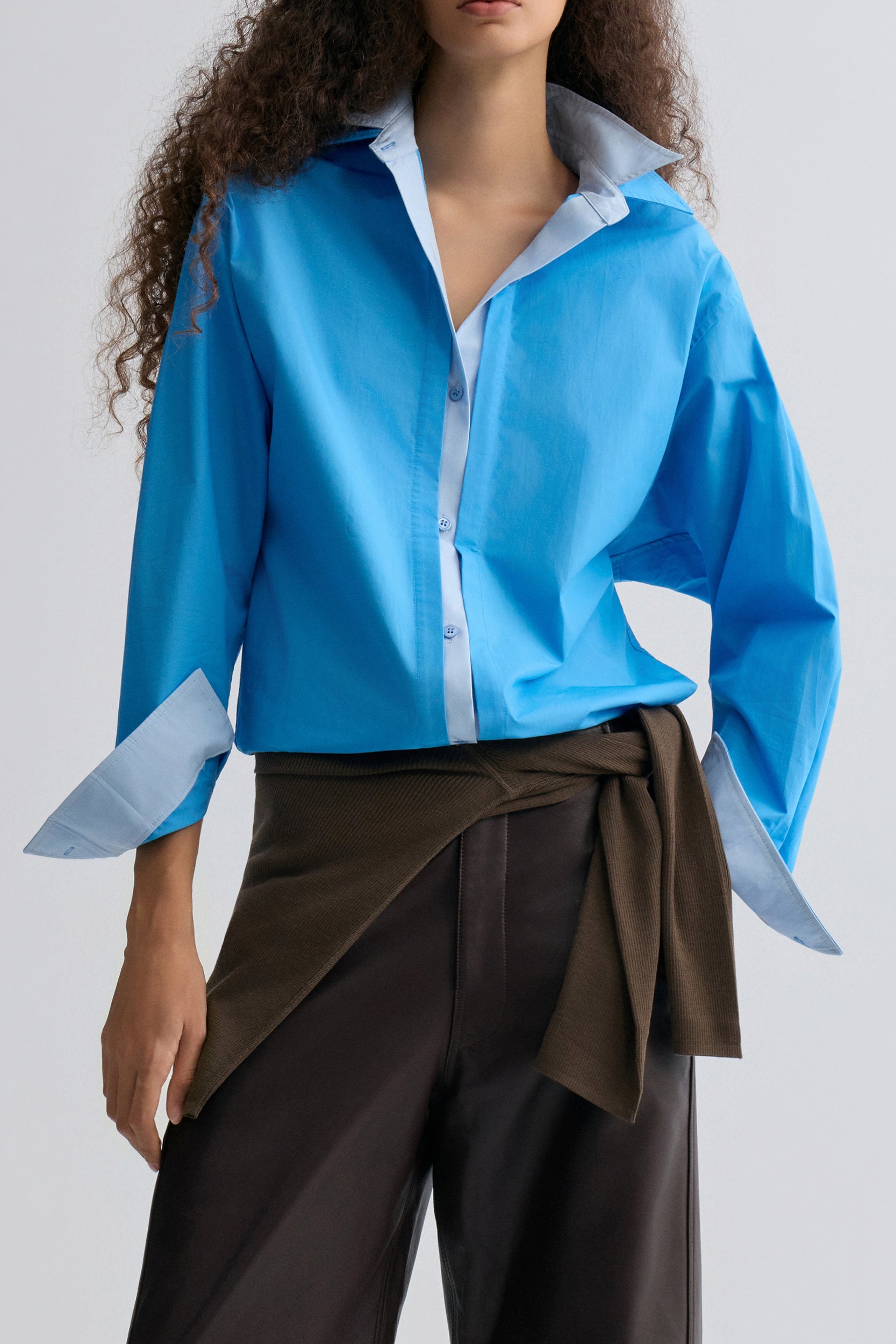 Relaxed Double-layer Shirt Periwinkle Blue