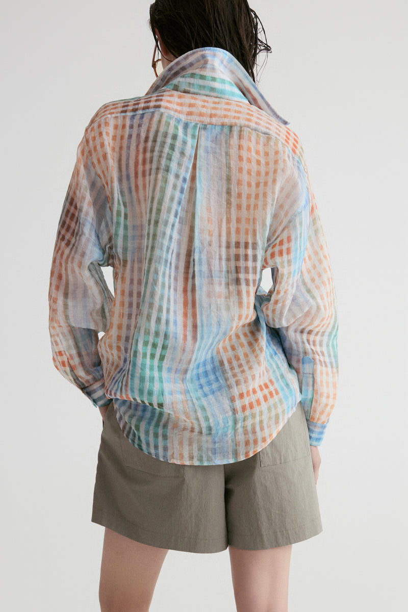 Amalfi Checked Sheer Oversize Shirt