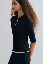 Superfine Merino Wool Knit Henley Black