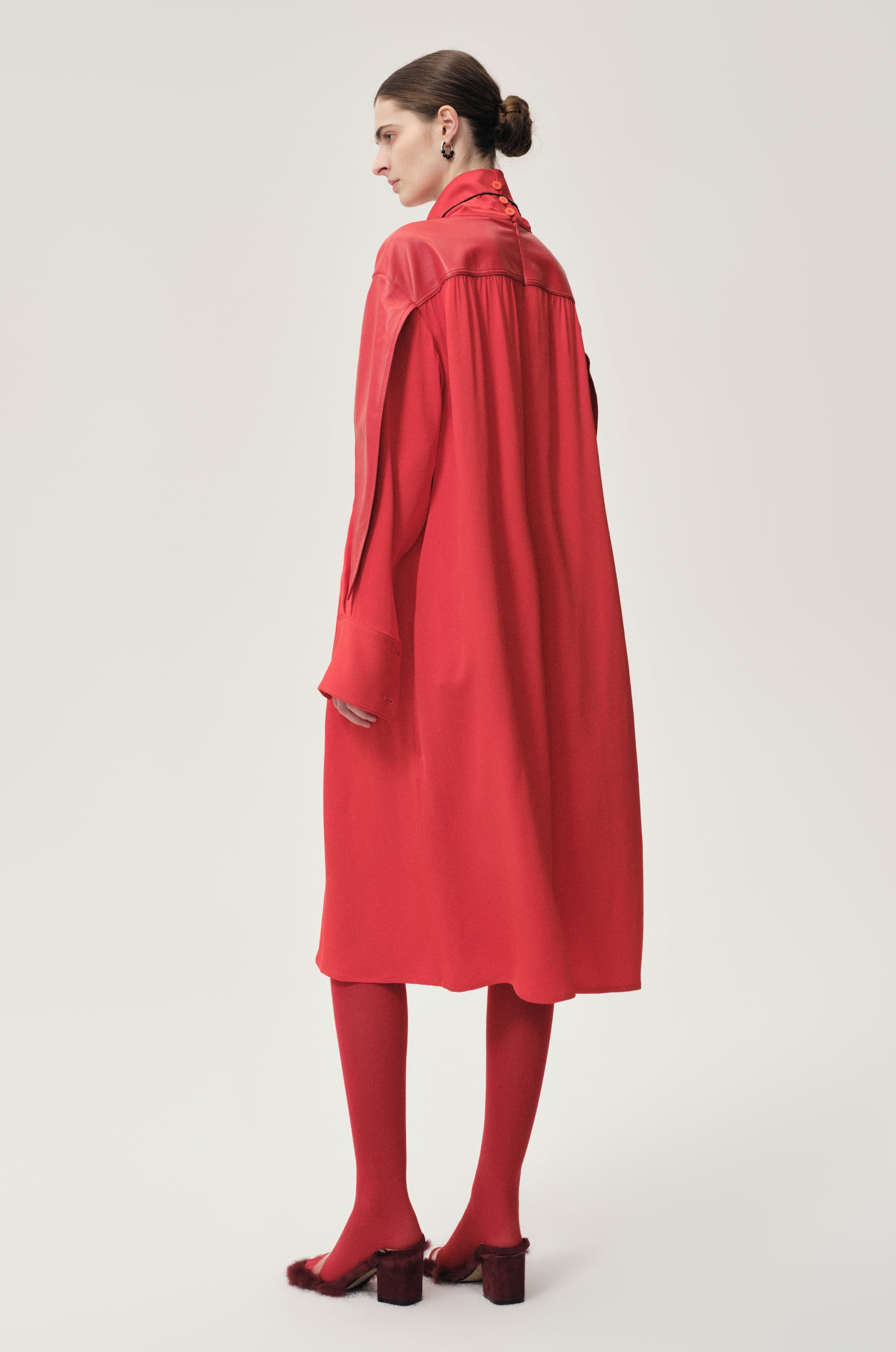Leather Gathered Dress Grenadine