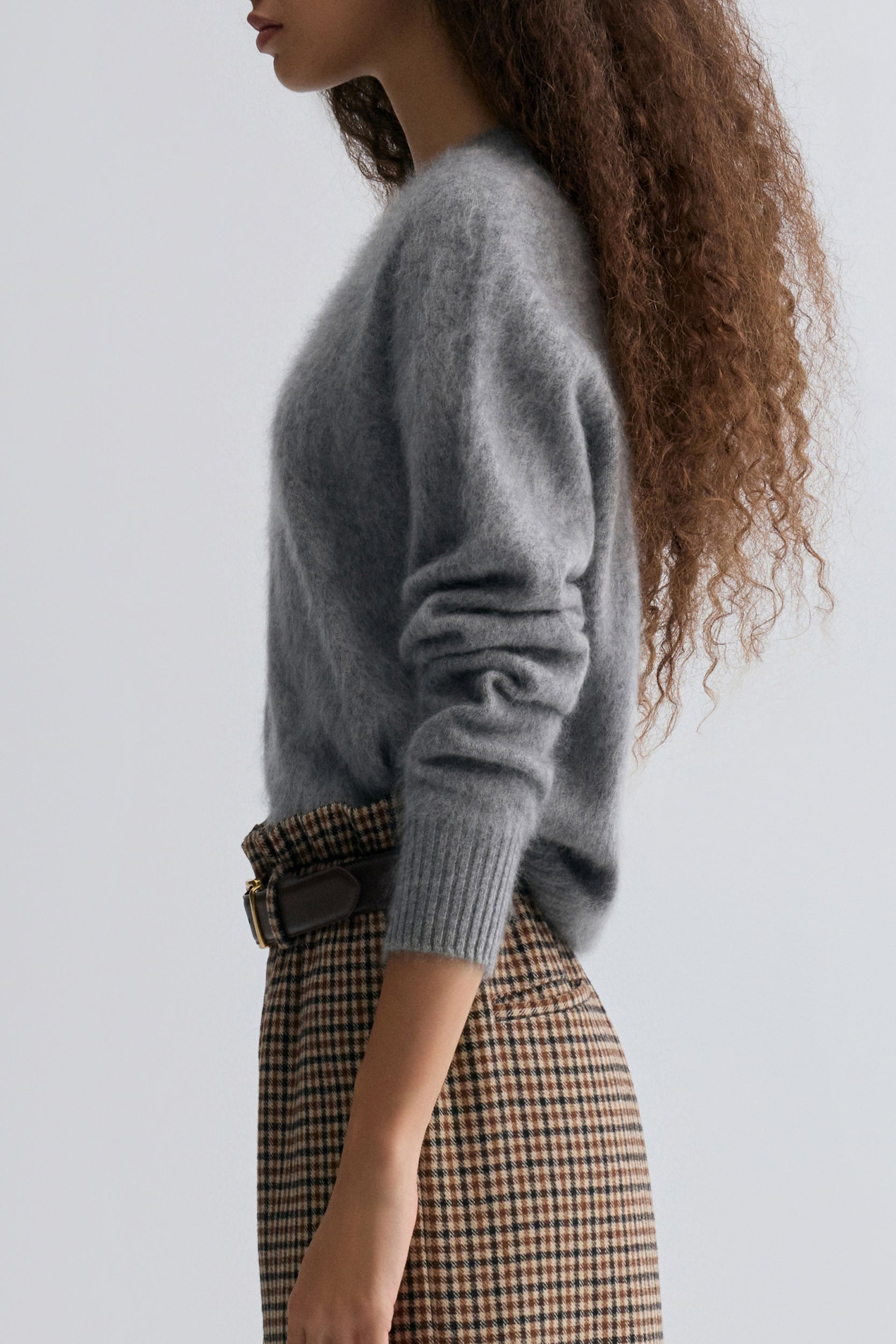Buttery Boxy Brushed Wool Sweater Grey