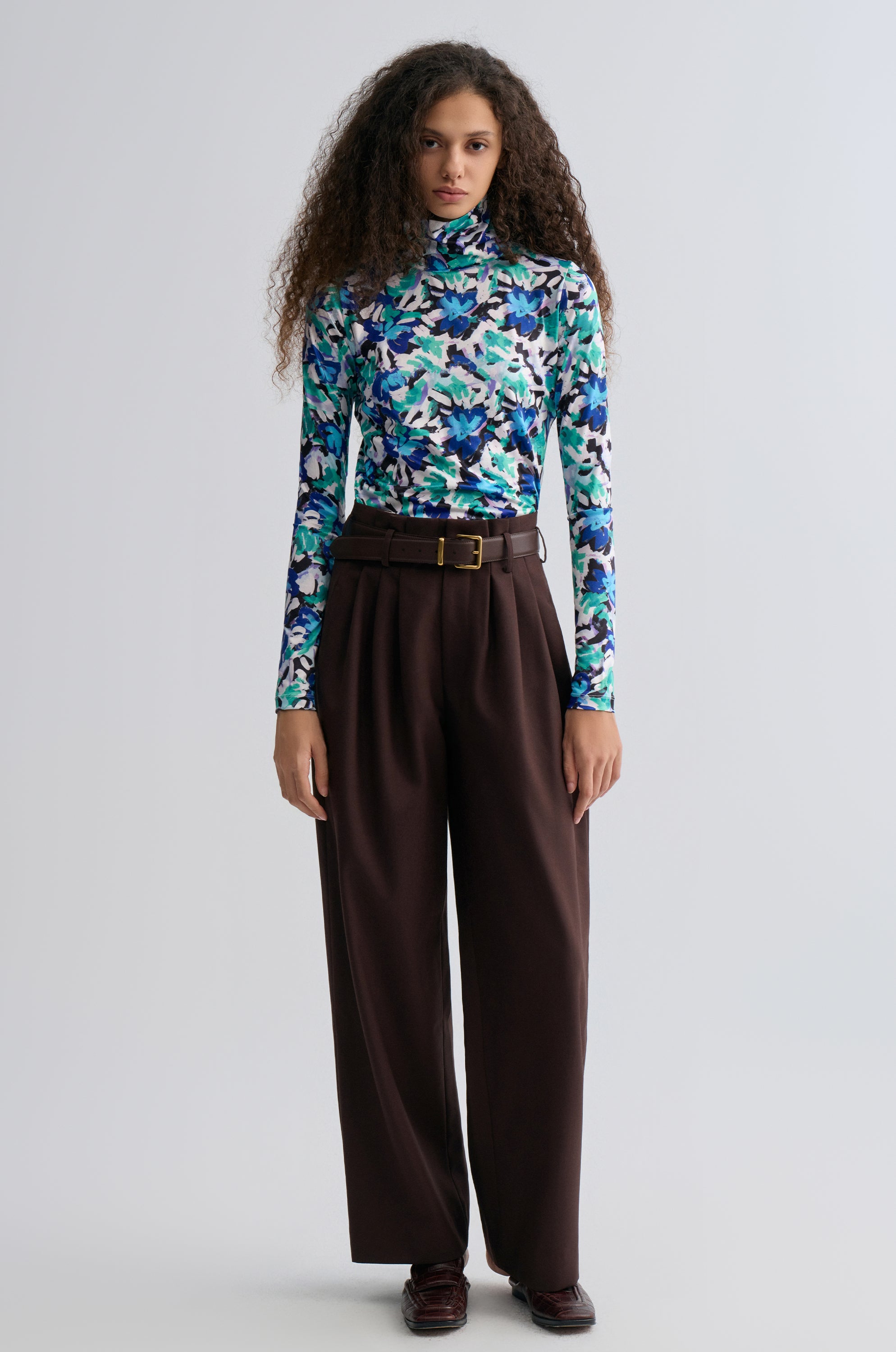 Petal Long Sleeve Turtleneck Top