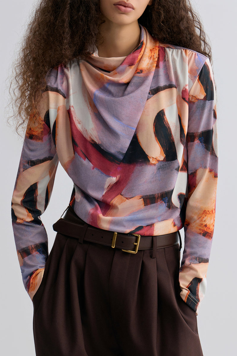 Verve Cowl Jersey Top Mauve