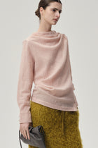 Draped Wool-blend Top Rose