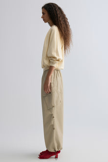 Cotton Panelled Sweater Cream