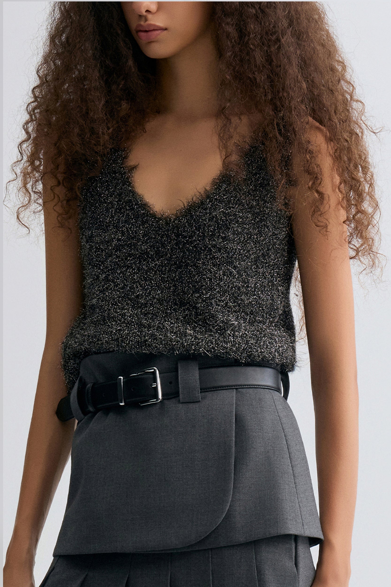 Fringe Metallic Tank Anthracite Grey