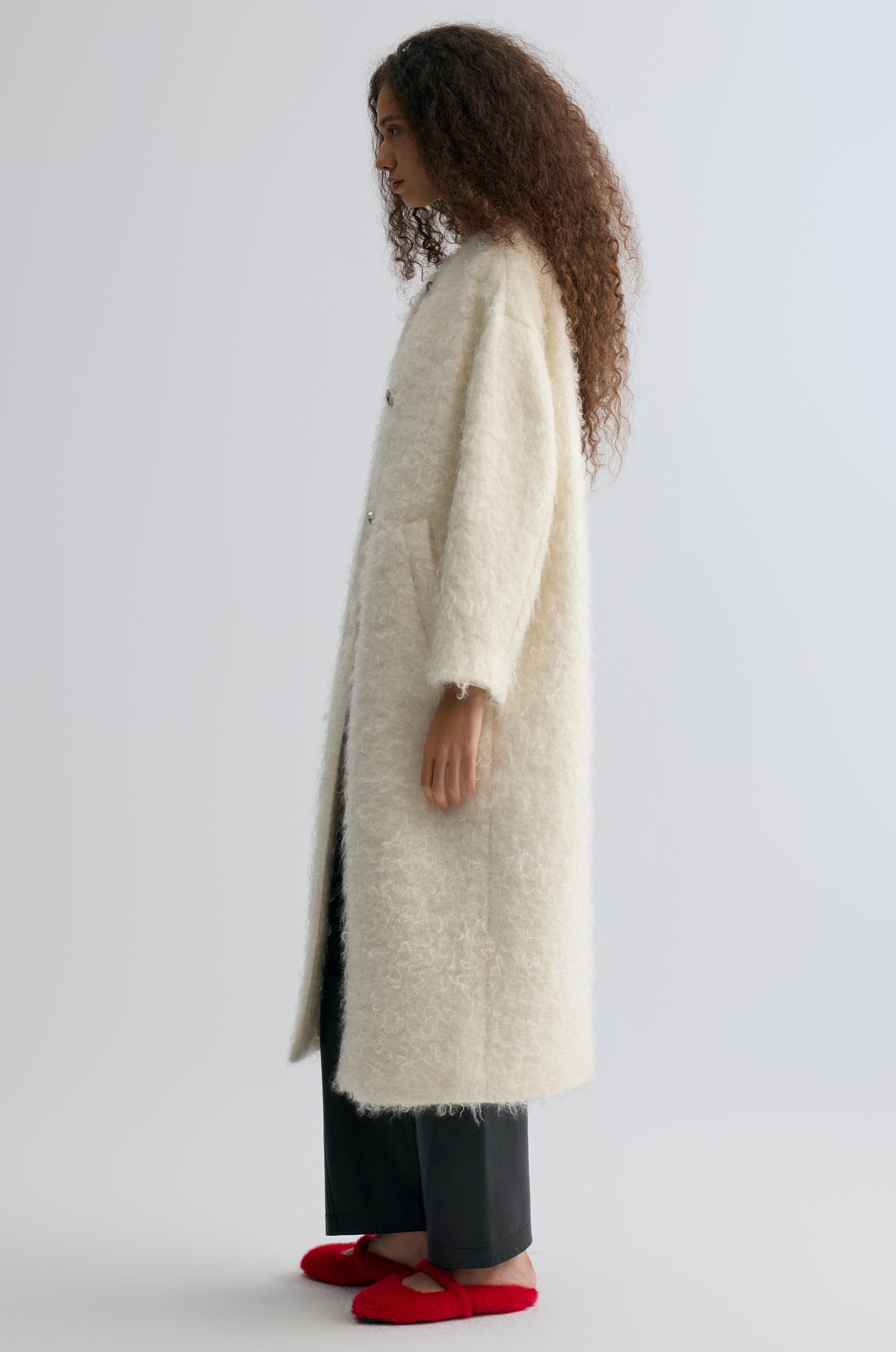 Clara Collarless Coat Cream