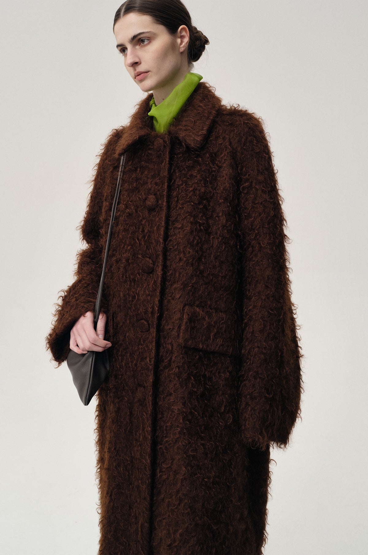 Modernist Mohair Coat Dark Brown