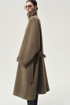 Double Alpaca Wool Wrap Coat Squirrel Melange