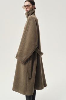 Double Alpaca Wool Wrap Coat Squirrel Melange