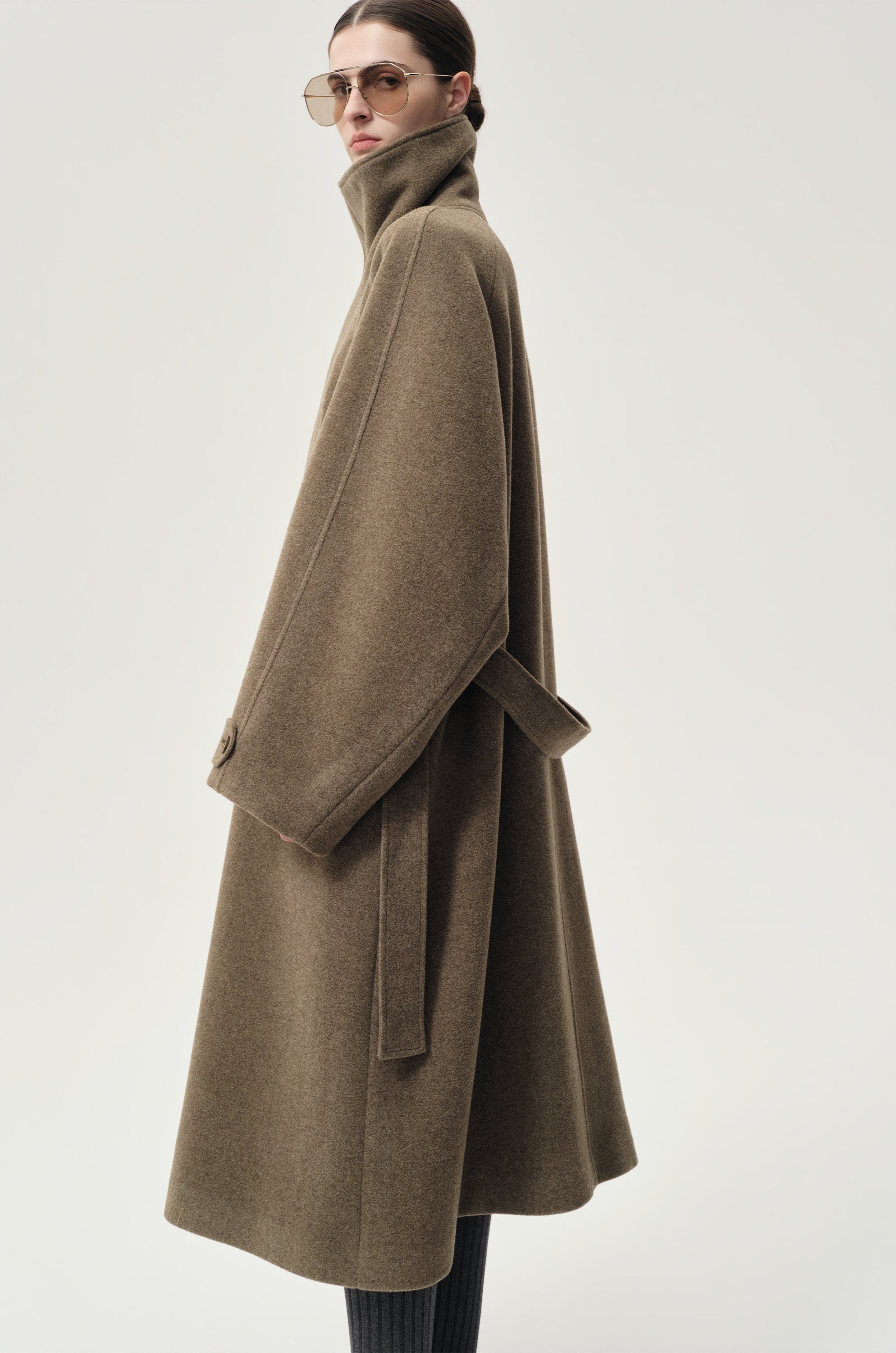 Double Alpaca Wool Wrap Coat Squirrel Melange