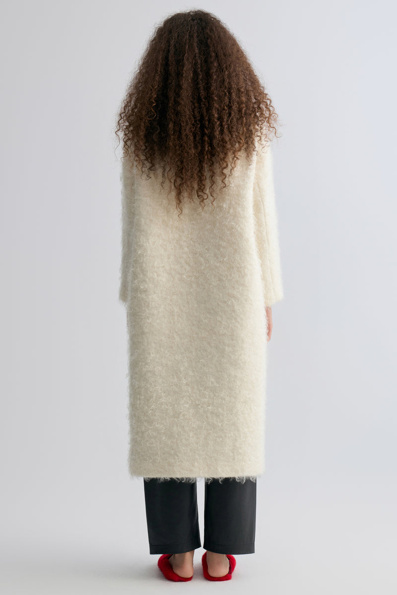 Clara Collarless Coat Cream