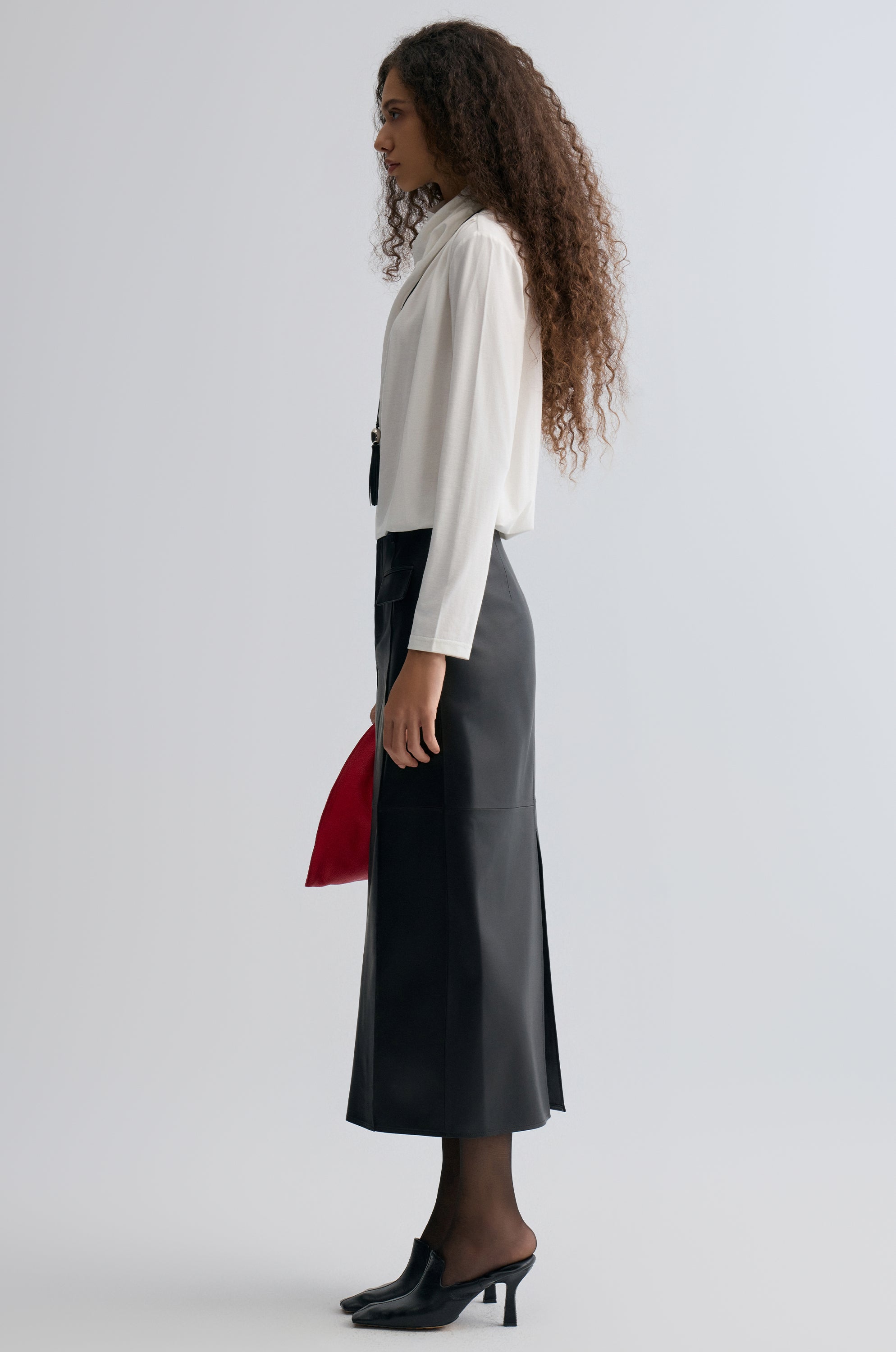 Cowl Jersey Top White