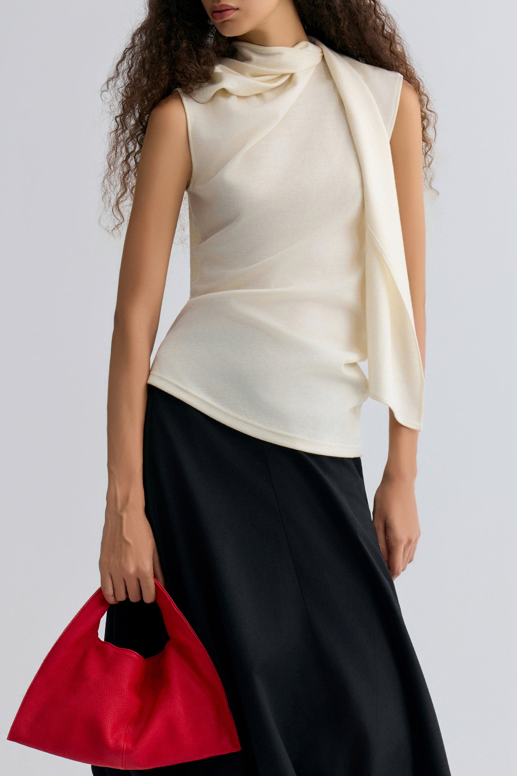 Scarf Wool Top Cream