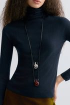 Flask-shaped Pendant Necklace Burgundy