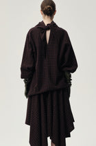 Check Scarf Wool Top Navy/Rum