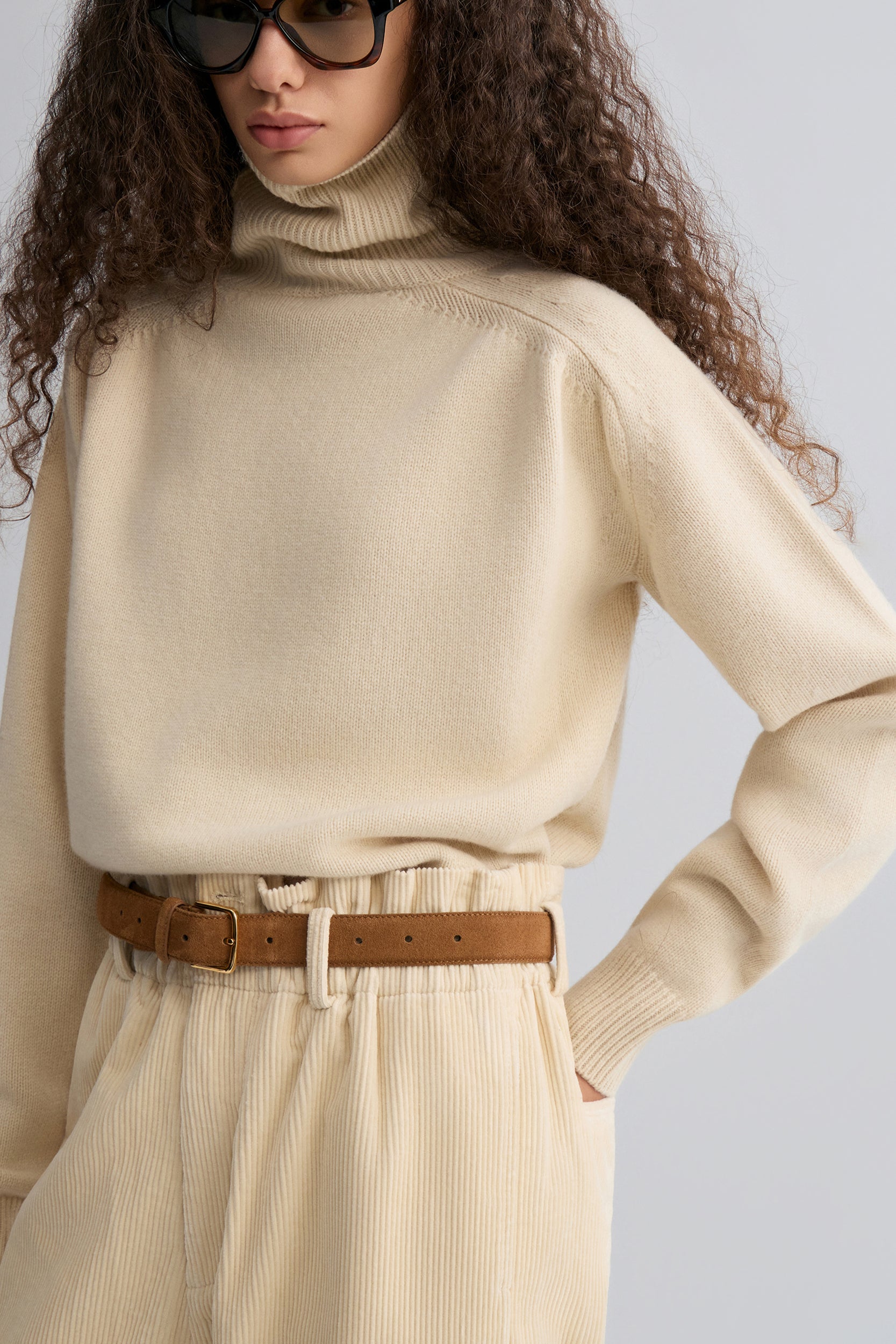 Wool and yak-blend Turtleneck Ivory