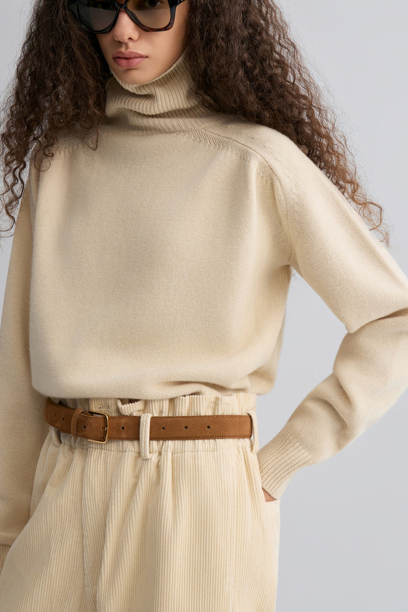 Wool and yak-blend Turtleneck Ivory