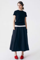 Loose fit Wrap Pleated Cotton Skirt