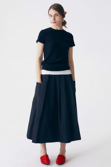 Loose fit Wrap Pleated Cotton Skirt