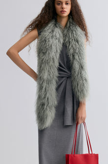 Whisper Long-haired Lamb Scarf Dawn Blue