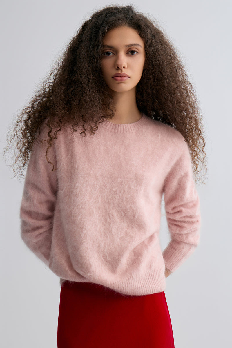 Plush Boxy  Brushed Cashmere Sweater Rosa