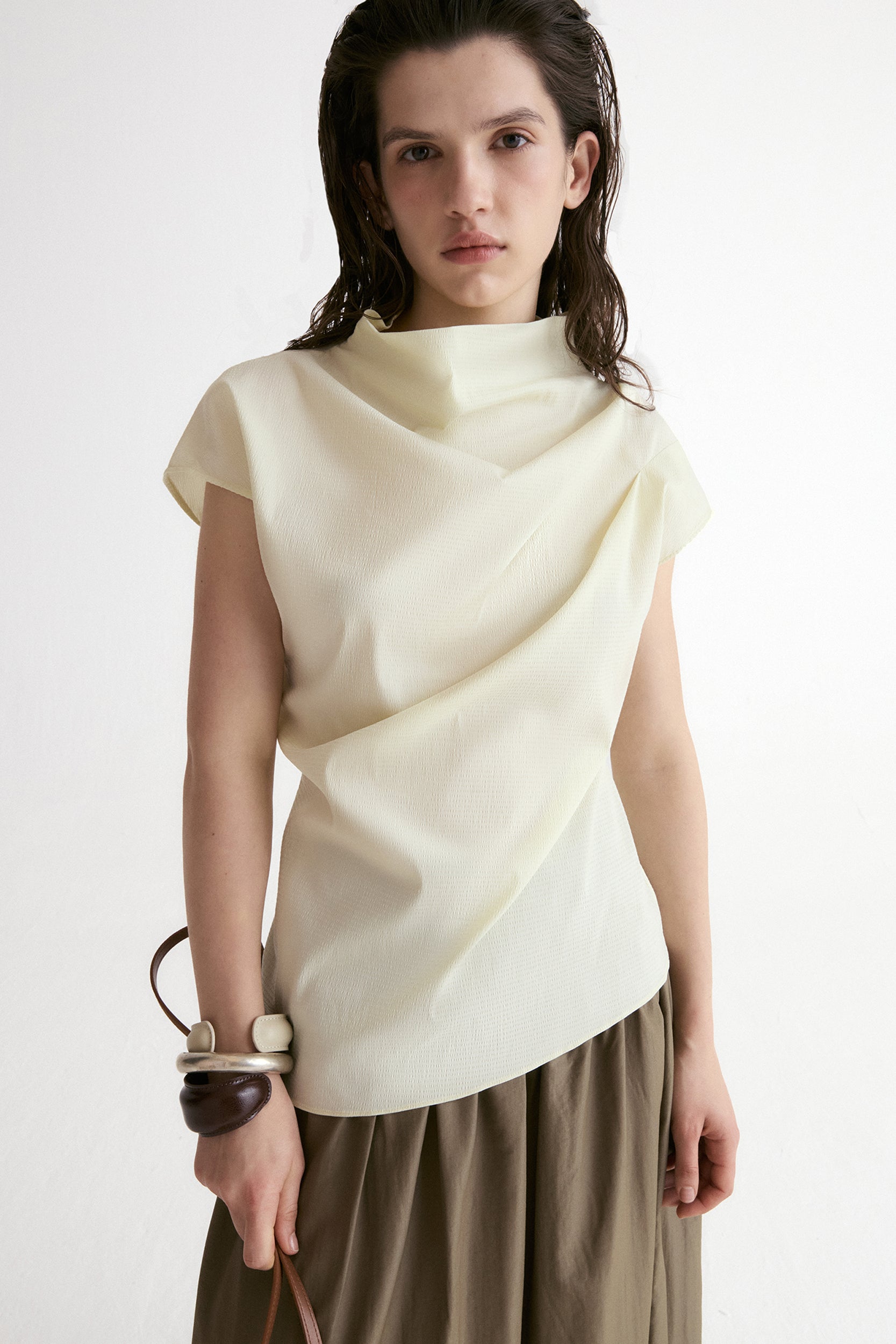 Provence Draped Shirt-Vanilla