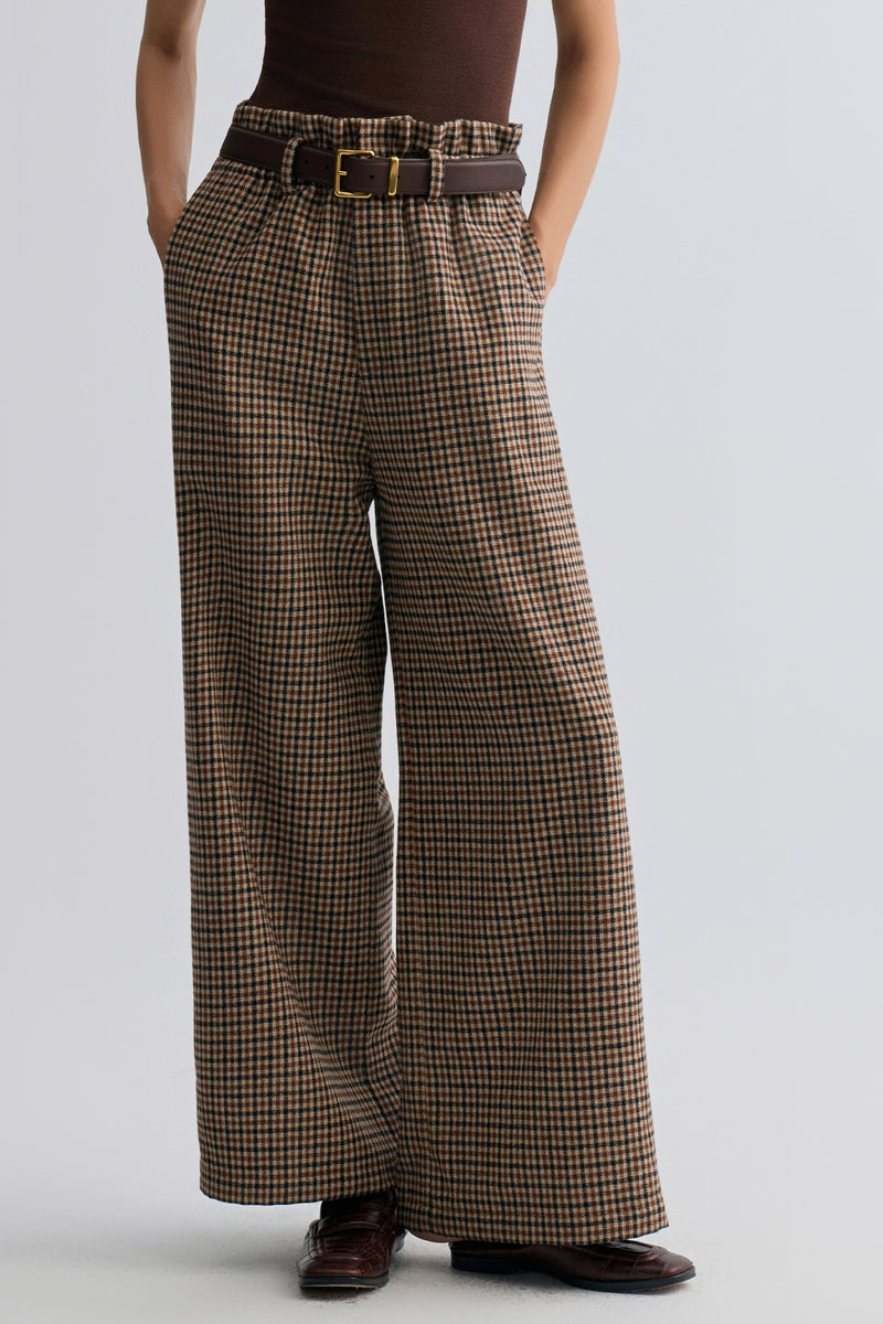 Check Wide-leg Trousers