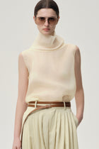 Silk Organza Turtleneck Top Butter