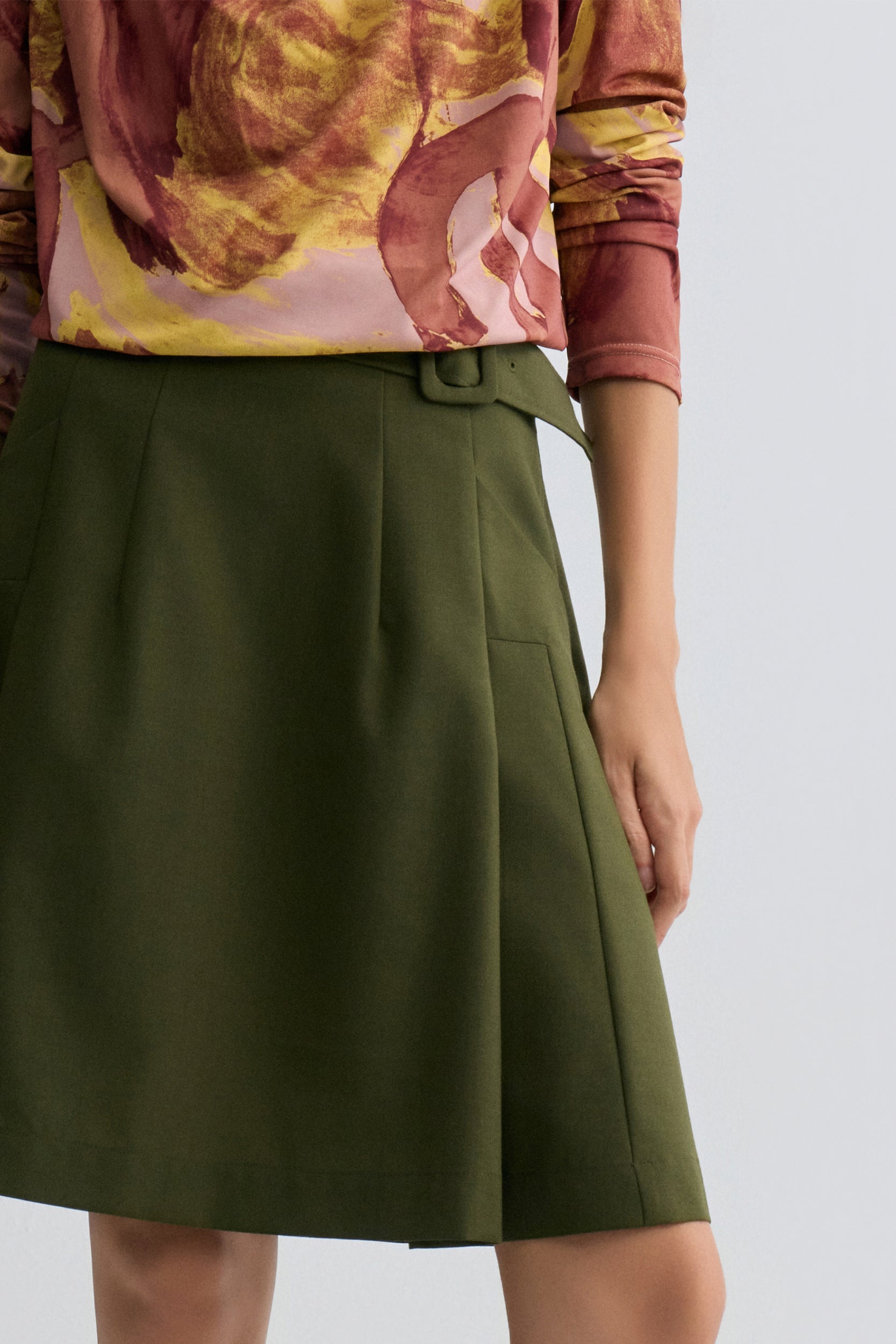 Marlene Belted Gabardine Skirt