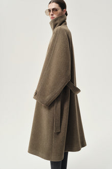 Double Alpaca Wool Wrap Coat Squirrel Melange