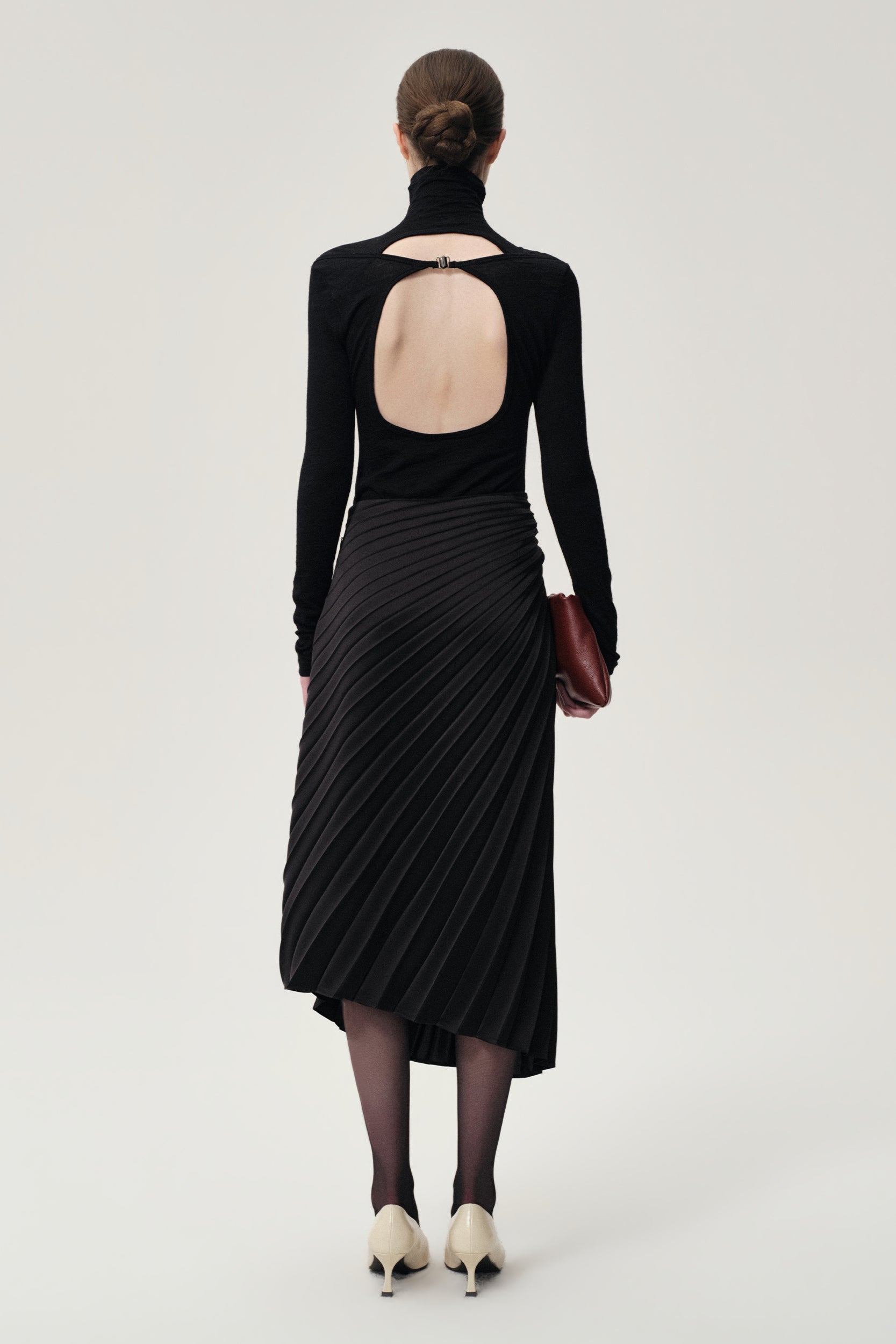 Open-back Wool Jersey Top Black