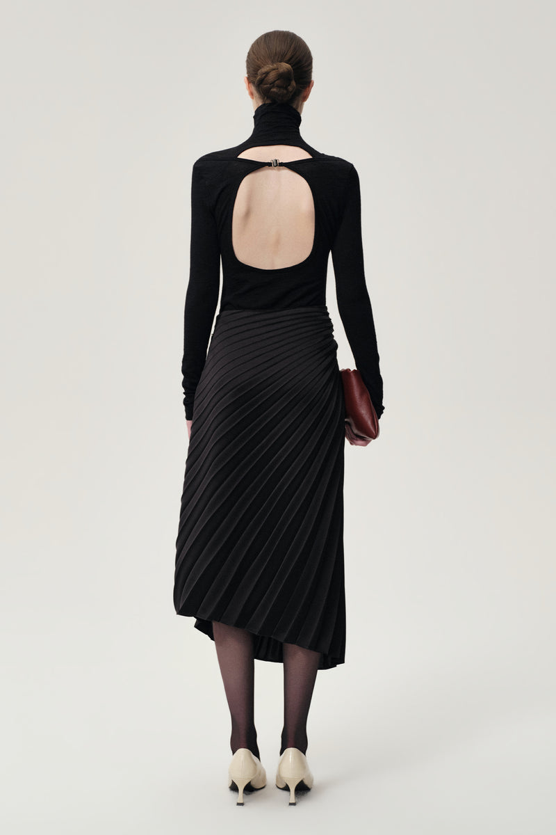 Open-back Wool Jersey Top Black