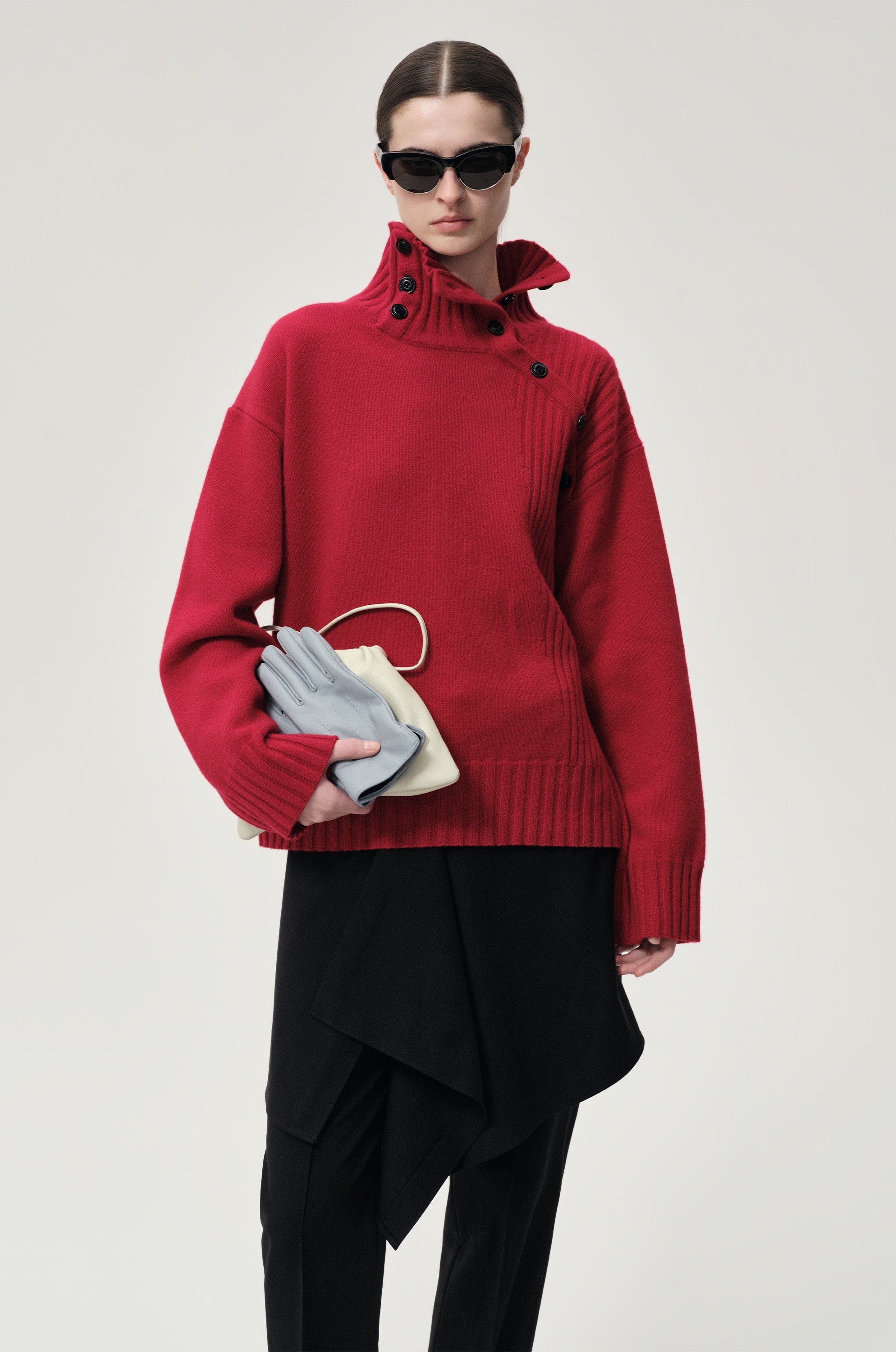 Vicky Turtleneck in Wool and Cashmere Red