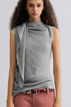 Scarf Wool Top Mid Grey Melange