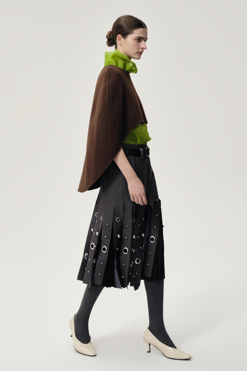 Opera Double-faced  Wool Cape Top Chocolate Brown