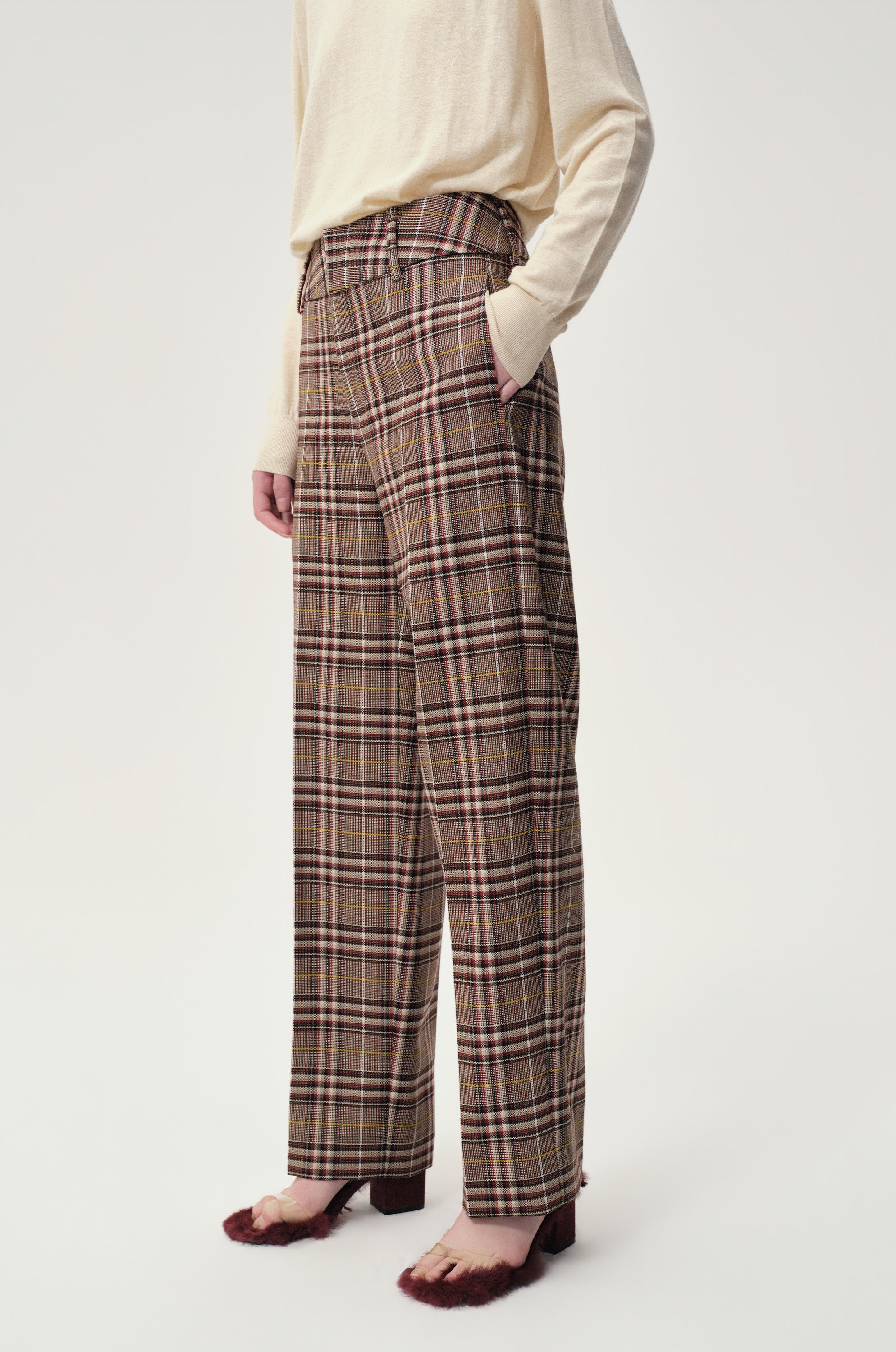 Check Wool Trousers Espresso