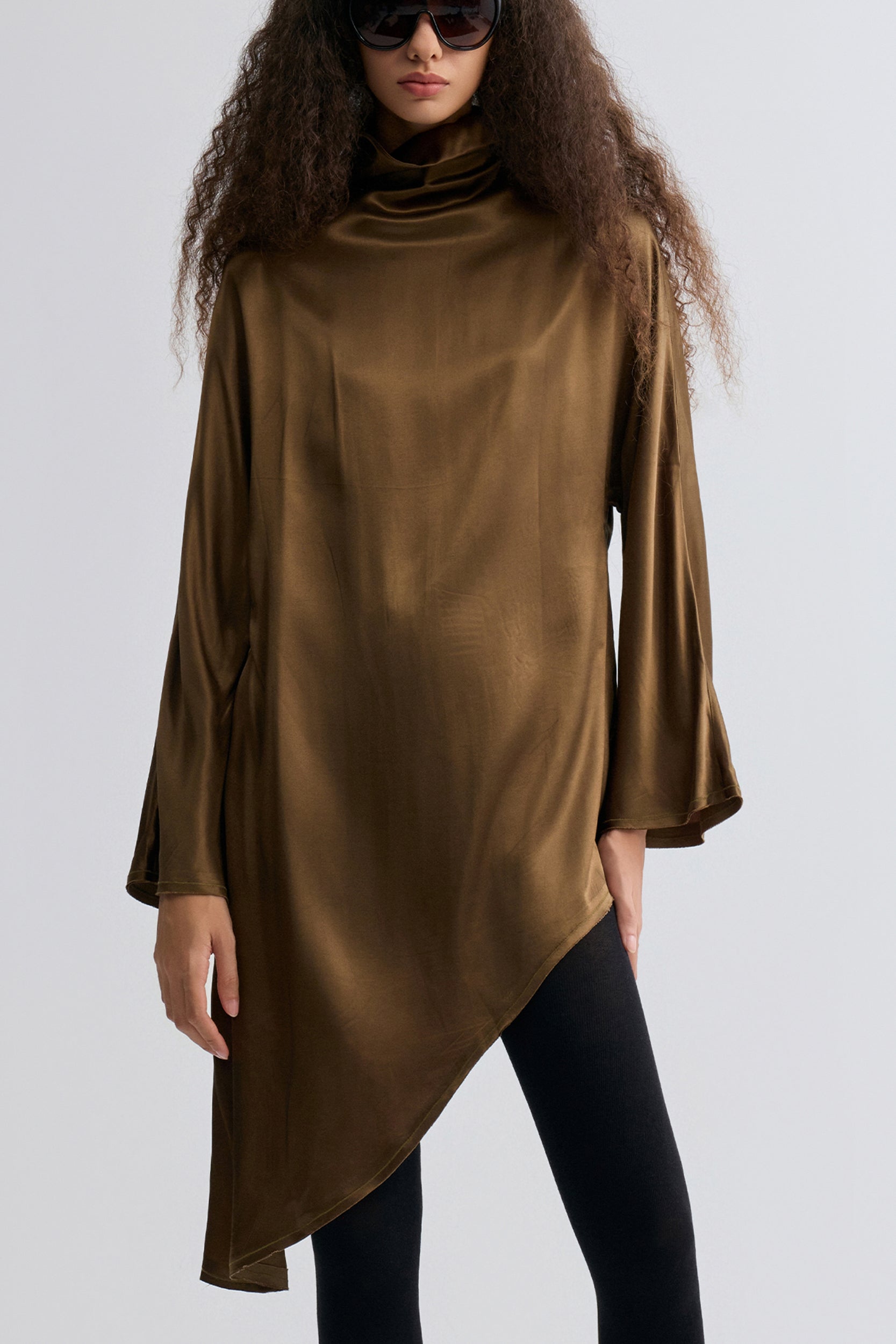 Asymmetric Slouch-neck Blouse