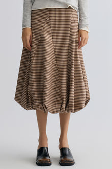 Tulip Checked Ballon-hem Skirt