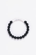 Magma onyx and silver beaded bracelet Black
